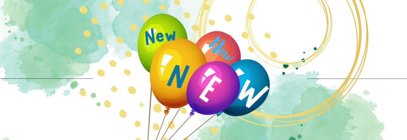 Baloons in different colours with sign new