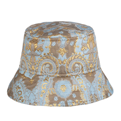 Шапка ЕМП Баланс Шик, защита от електромагнитни полета посредством вграден защитен плат, мотив в синьо и златно