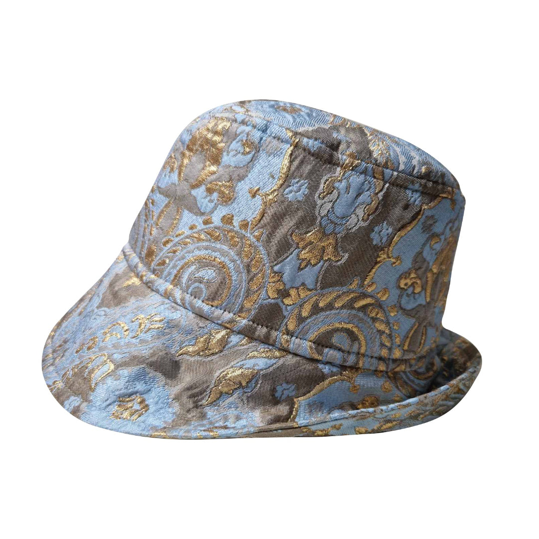 Шапка ЕМП Баланс Шик, защита от електромагнитни полета посредством вграден защитен плат, мотив в синьо и златно