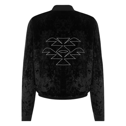 Модерно дамско яке, изработено от кадифе с вграден защитен слой срещу електромагнитните полета, цвят черен