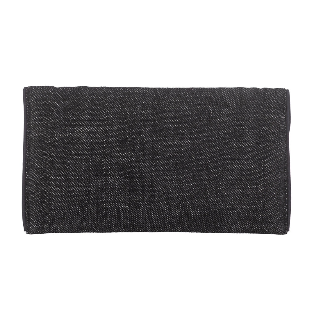 Несесер с копче компакт със защитен слой с метална нишка за предпазване от електромагнитни полета, изработено от деним