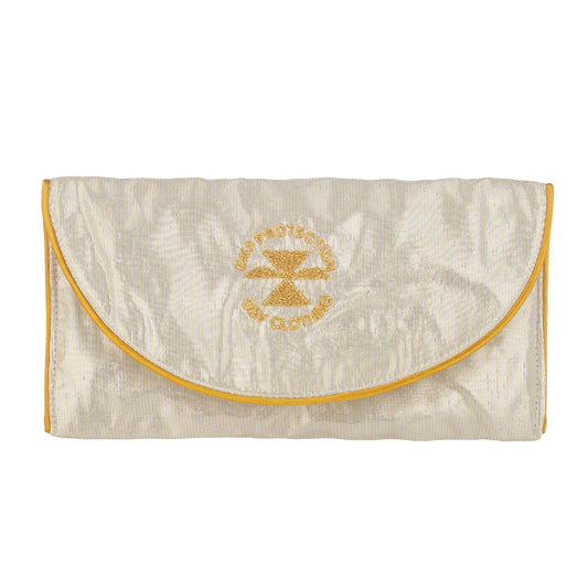 Несесер защита с копче, бяла перла, златно лого, със защитен материал за намаляване на влиянието на ЕМП